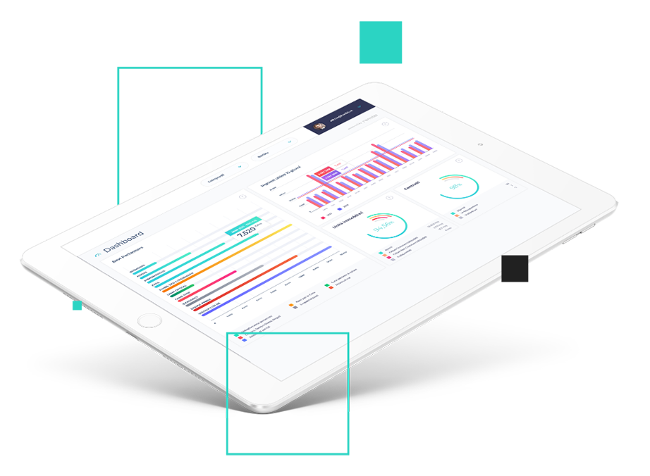 Tablet con la dashboard della piattaforma Renobo